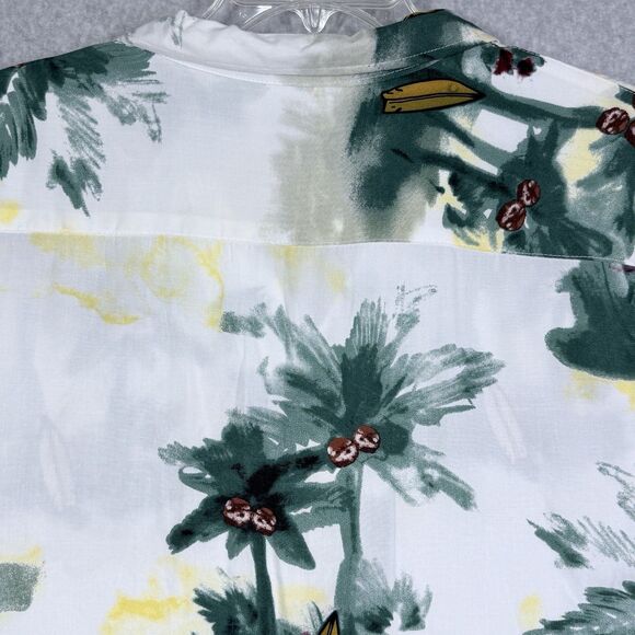 Hawaiian Shirt Mens XL White Aloha Button Short Sleeve Modern Print - Picture 11 of 13